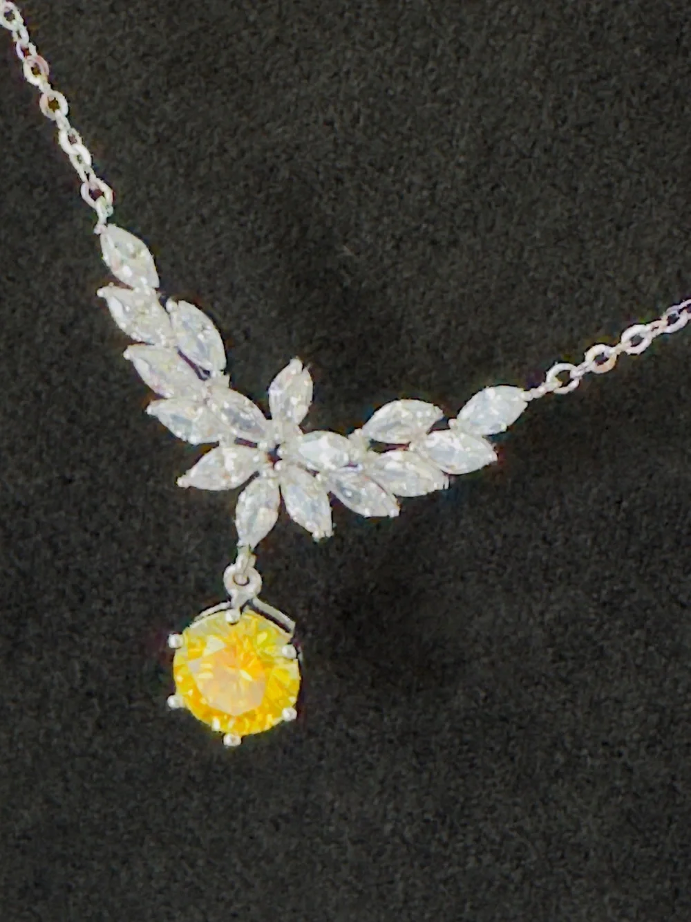 1 Carat Yellow Moissanite Pendant Necklace | S925 Sterling Silver